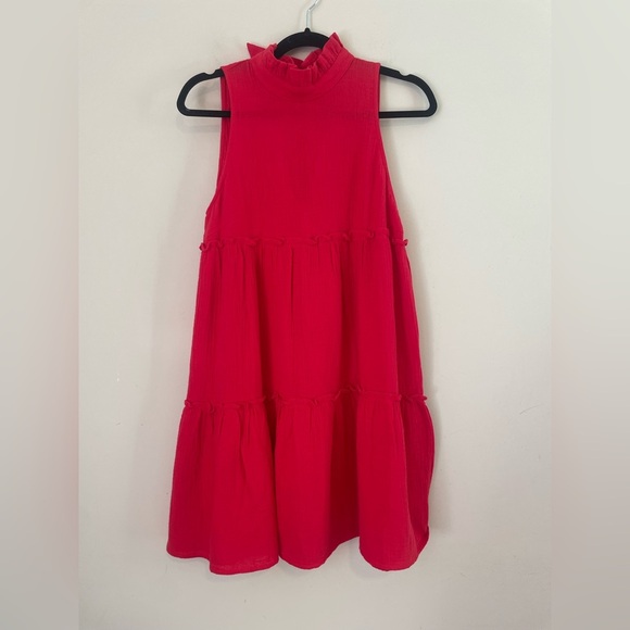 Pomander Place Tuckernuck Red Cotton Gauze Morgan Dress Sleeveless Tiered XS - Picture 7 of 15